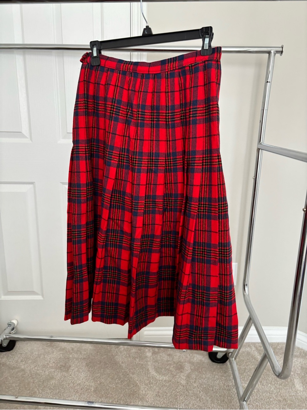Pendleton Red Tartan Midi Skirt 12 Leslie wool